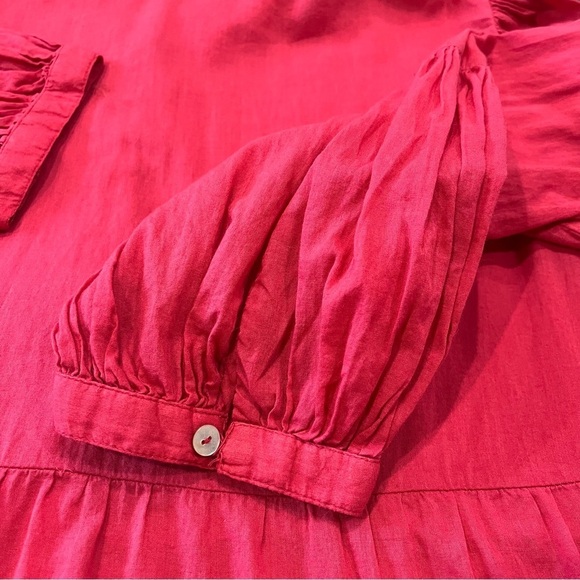 Mango MNG Women’s 6 Red Tiered Maxi Dress Button Front Lightweight Flowy Summer - Picture 9 of 12